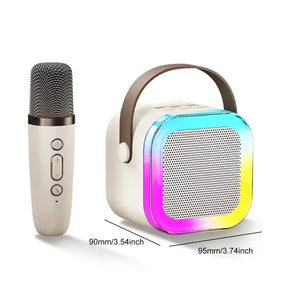 Mini Karaoke Portátil Bluetooth + Microfones Sem Fio